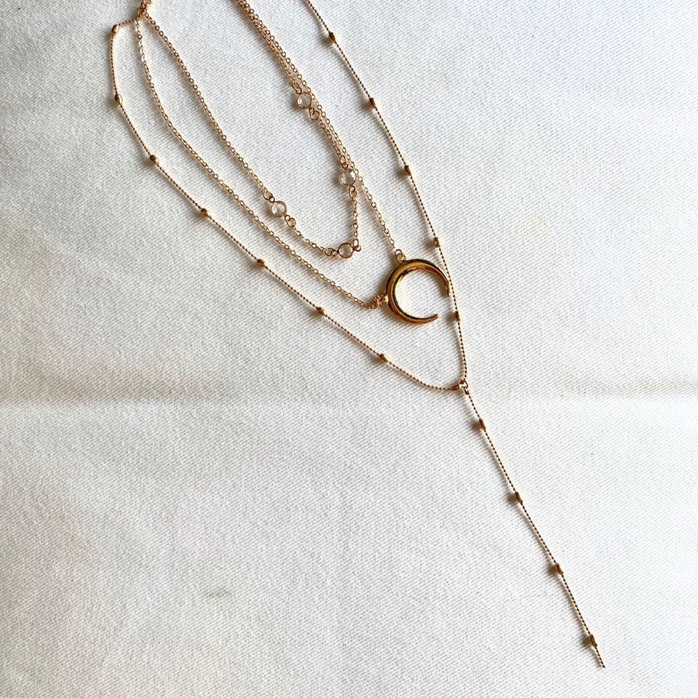 Triple gold chain necklace